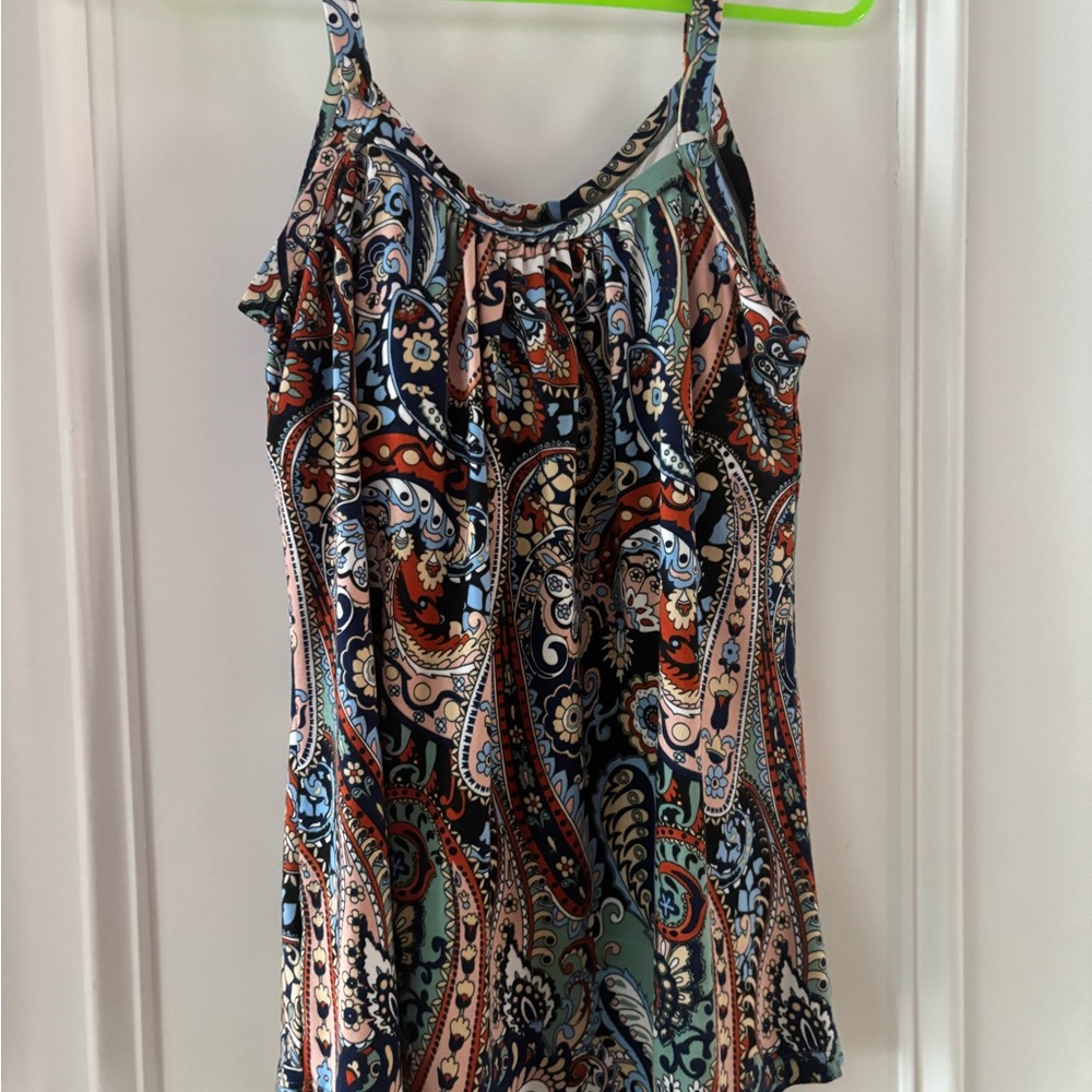 Paisley Print Sleeveless Top w/ Padding (no need for bra!)